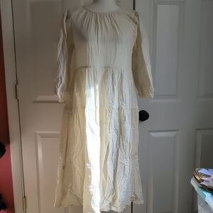 Cotton Cream Tiered Women's Dress